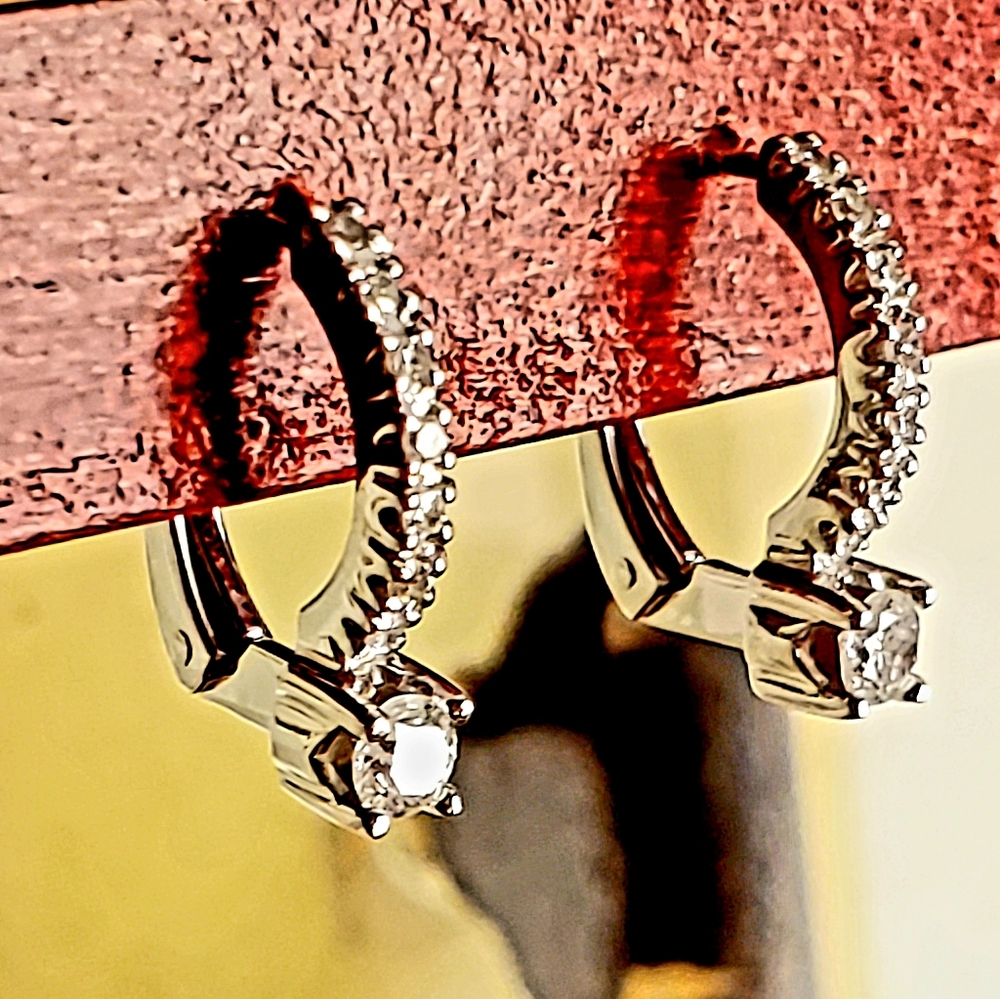 925 SS DAINTY DIAMOND DROP EARRINGS